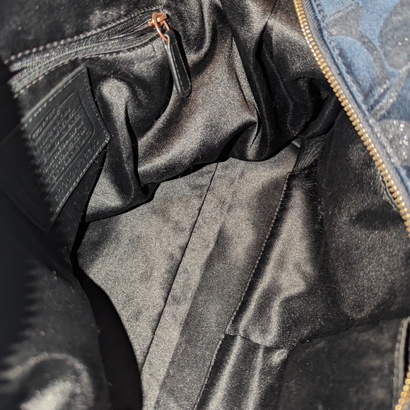 Vintage Y2K Coach Black/Navy Metallic Large Front Flap Carryall Satchel Purse - Picture 13 of 15